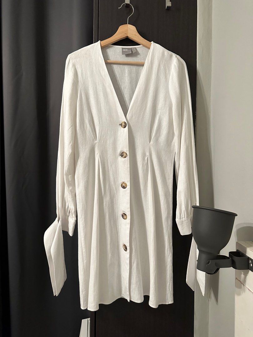 Asos design button through mini skater dress with tie sleeves new arrivals