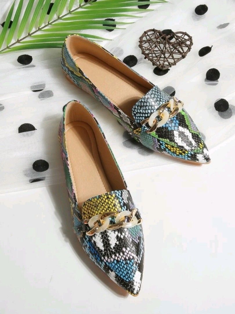 Snakeskin print flats deals
