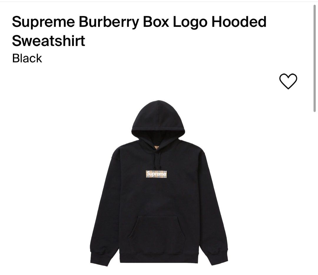 Supreme Burberry box logo hooded sweatshirt, 名牌, 服裝- Carousell