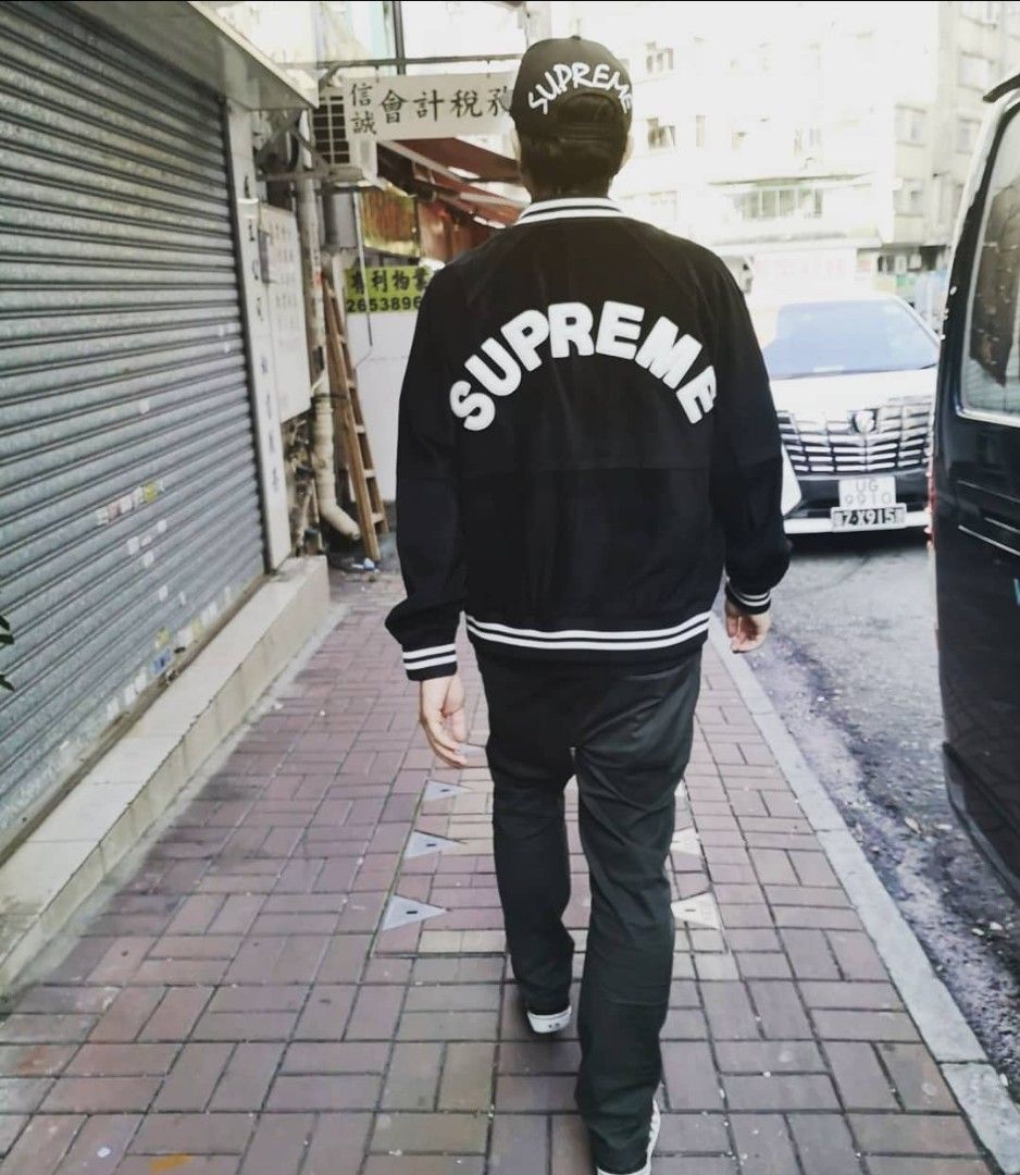 Supreme suede outlet varsity jacket