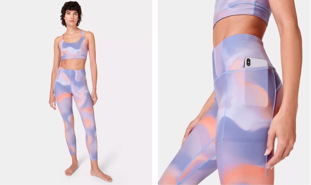 Super Soft 7/8 Yoga Leggings - Orange Cloud Print