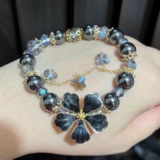 SUMMER PAMIGAY SALE ! Terahertz bracelet with Austrian crystals, and Flower & dangling butterfly charms