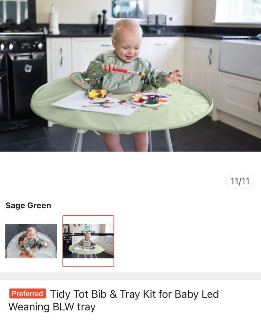 Tidy Tot Bib and Tray Kit for Baby Led Weaning Kids Mealtime