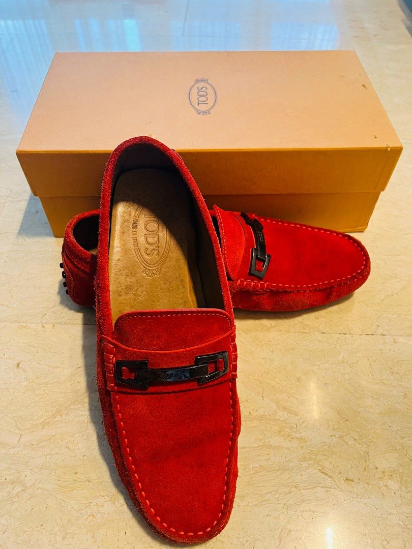 Tod s Suede Shoes Red Luxury Sneakers Footwear on Carousell