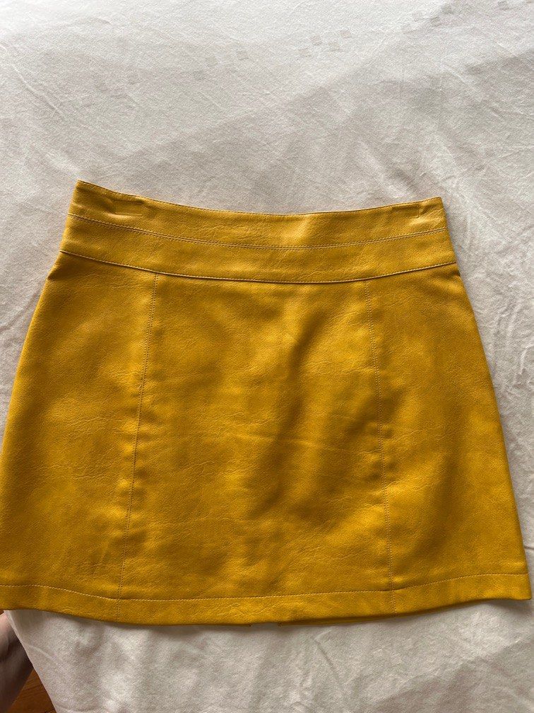 Topshop yellow leather skirt Women s Fashion Bottoms Skirts on