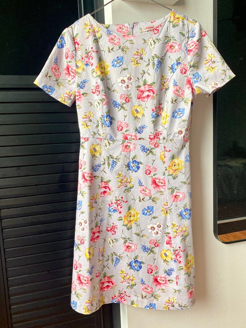 UK8 CATH KIDSTON floral roses A line dress short sleeve knee