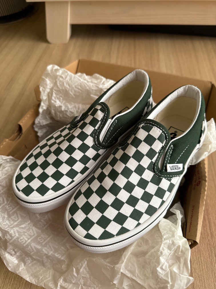 Eu31 .5 Dark green Vans Slip On checkerboard Nike adidas polo