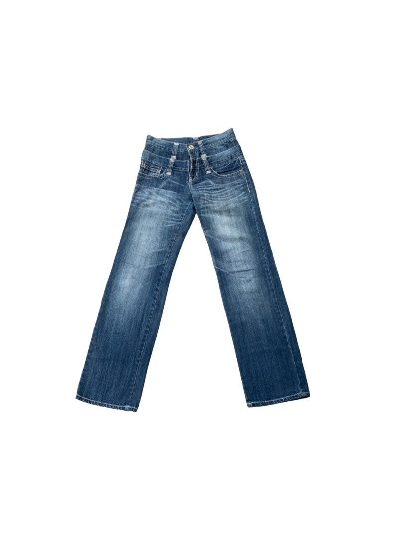 Vintage jeans y2k blue jeans straight pants denim celana vintage  lolita levis retro grunge gotic core trousers rare double  layered