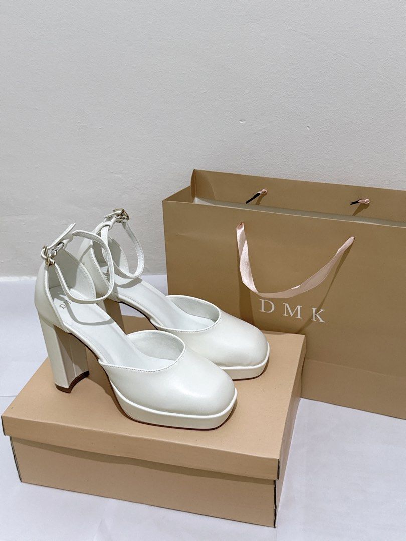 White sales box heels