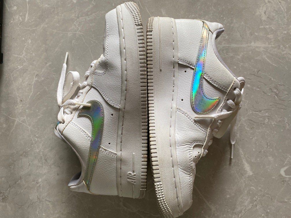 Nike air force 1 iridescent swoosh deals