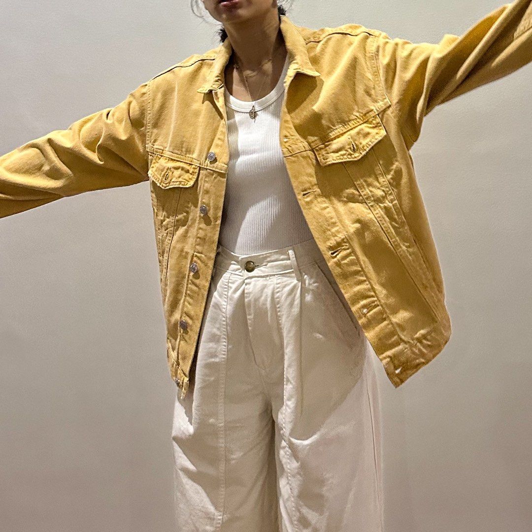 Yellow denim jacket 2025 zara