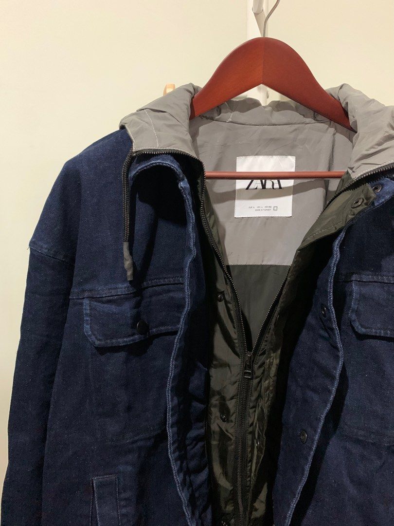 Zara Man Denim Jacket, Fesyen Pria, Pakaian , Baju Luaran di Carousell