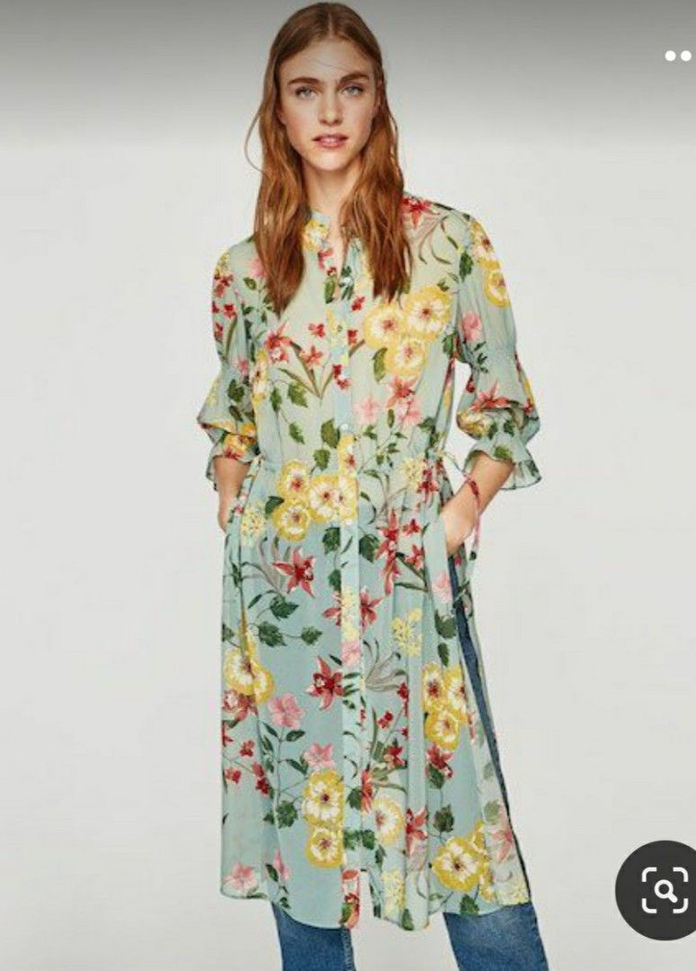 Zara sheer button down down, Women's Fashion, Dresses & Sets, Dresses on  Carousell