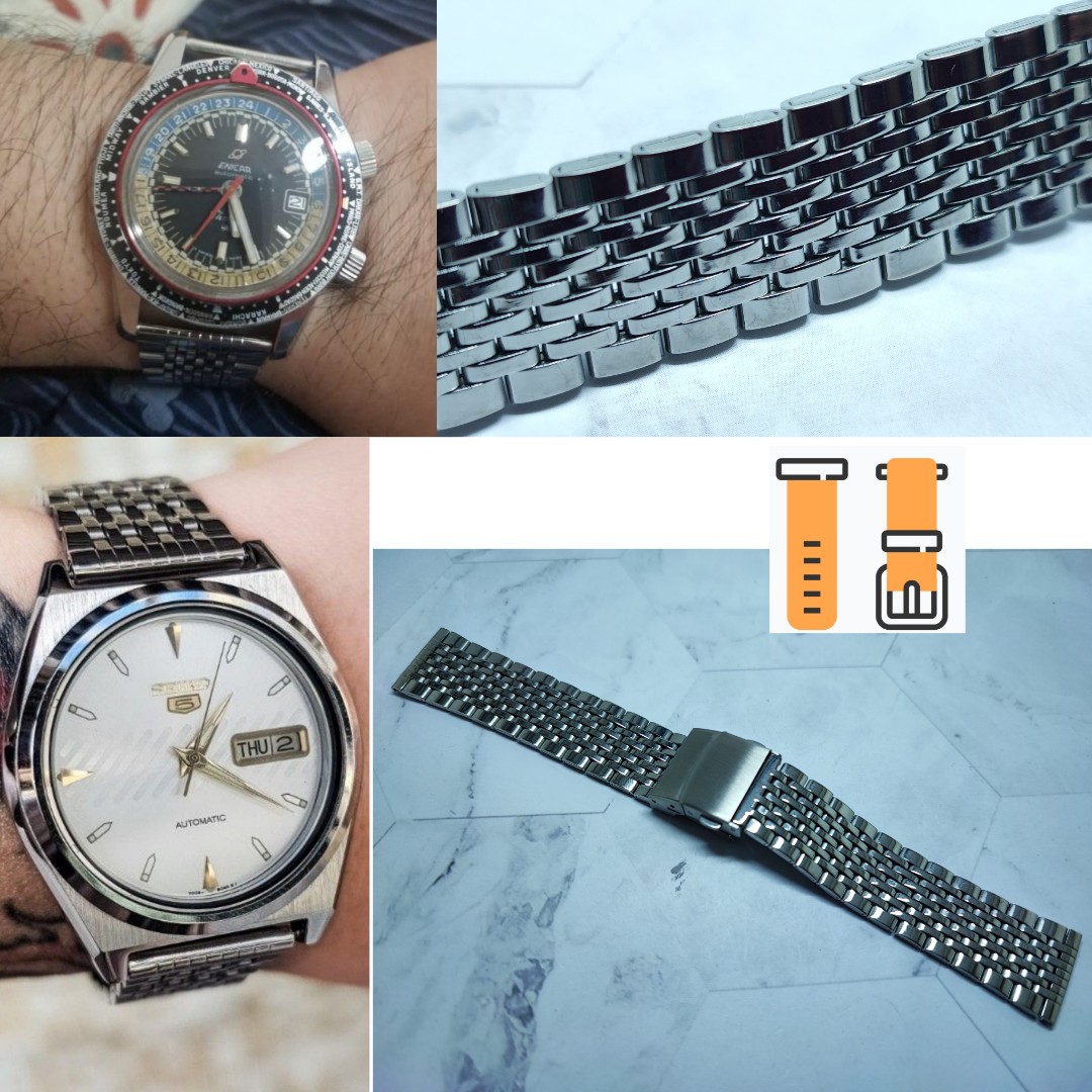 18/20/22mm 珠帶型光面打磨鋼錶帶不鏽鋼錶帶適用: Rolex Panerai Omega