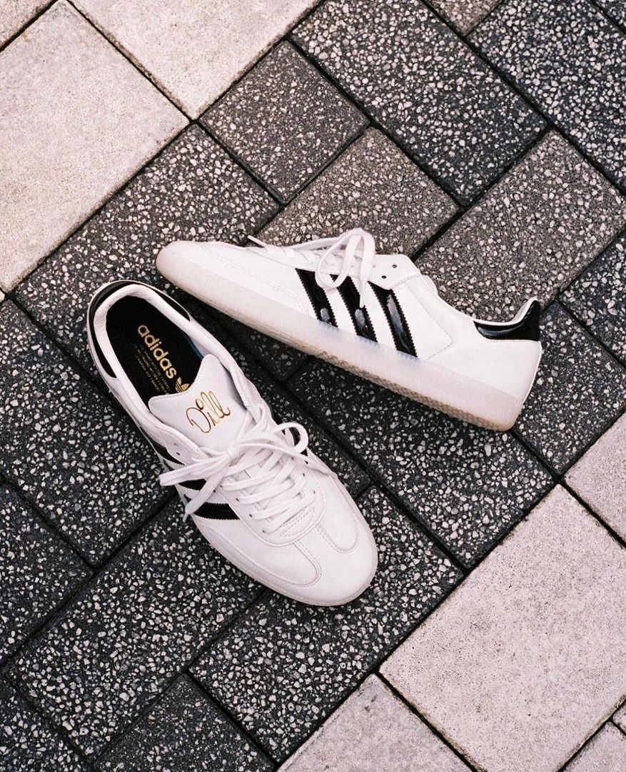 adidas gazelle silver green womens Adidas x Jason Dill Patent Leather Samba Shoes – Extra Butter