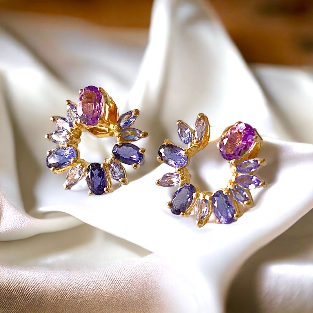 Purple new arrivals tanzanite earrings