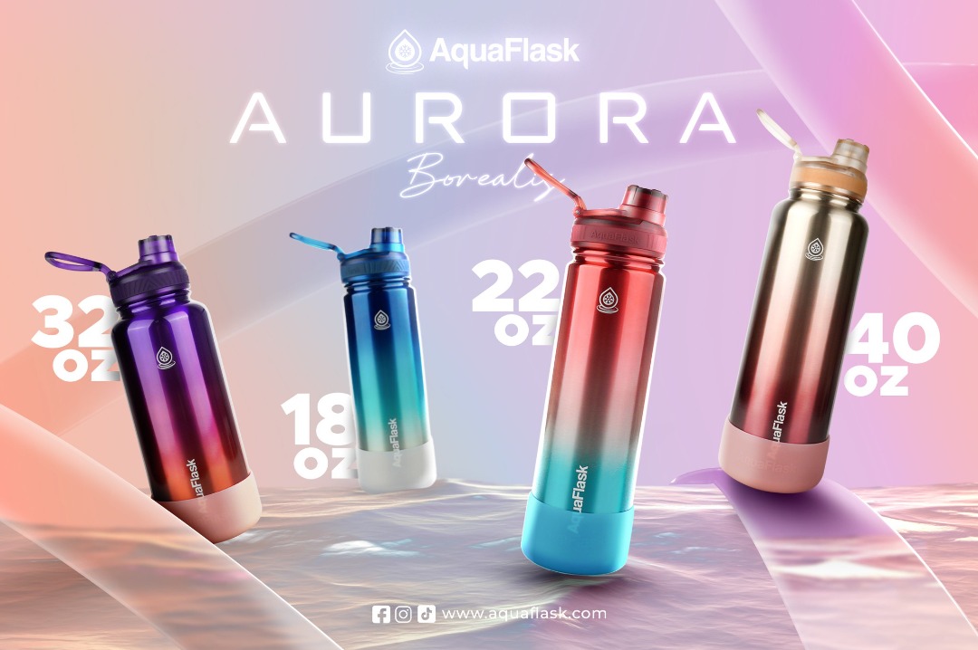 Aquaflask [Aurora Borealis Edition] 22oz, 32oz, 40oz, Food & Drinks