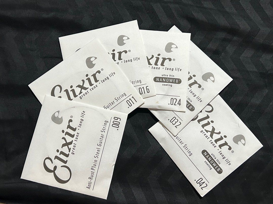 Brand New Elixir Electric Guitar Strings (Category: Music Accessories) located in Manila. Submitted by 888saiz (Listing ID 1263477305, Image 3). Description: Brand new Ready to ship via shopee checkout/lalamove Rfs: Stocks from my music store.