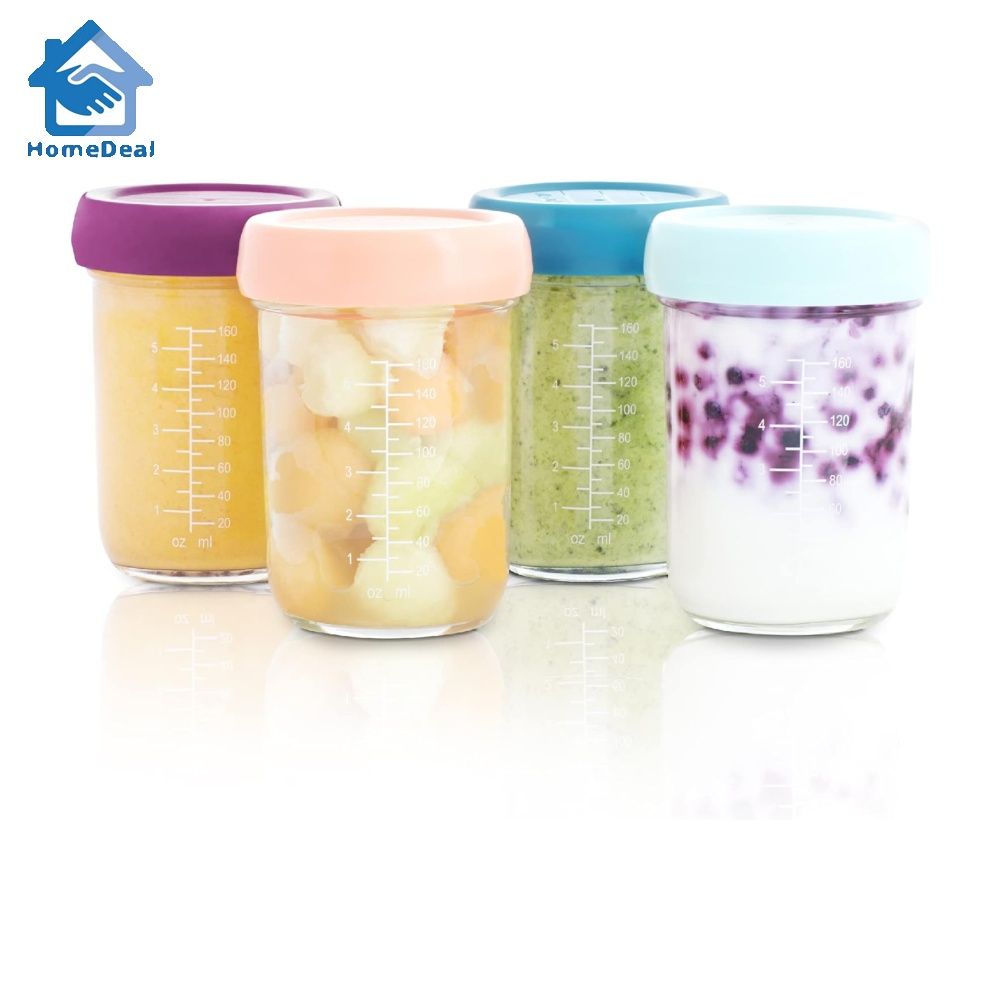 Youngever 8 Pack 4OZ Glass Baby Food Storage, Stackable Glass