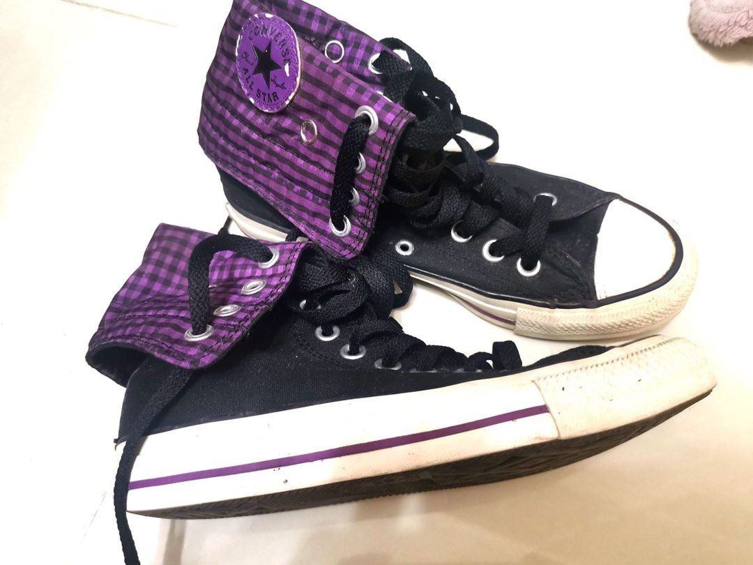 Women s Black purple converse all star chuck taylor high sneakers