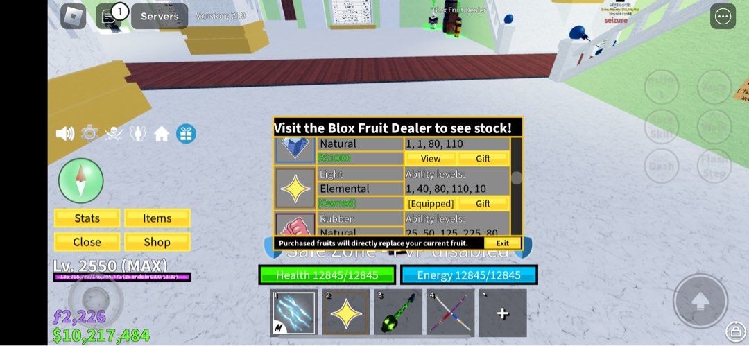 BLOX FRUIT ACC, MAX LVL, PERM FRUITS, ALL GAME PASSES