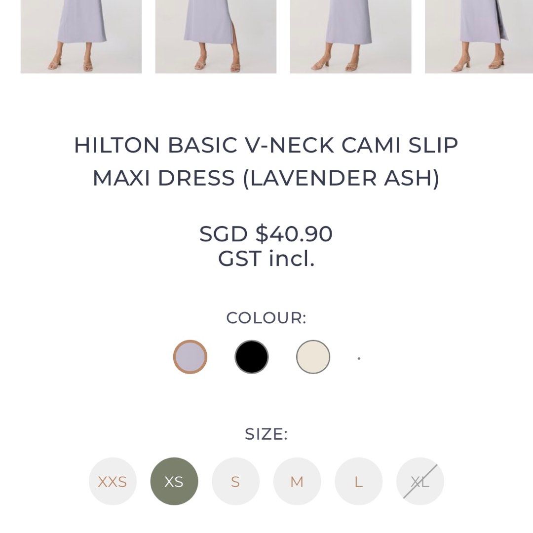 HILTON BASIC V-NECK CAMI SLIP MAXI DRESS (LAVENDER ASH)