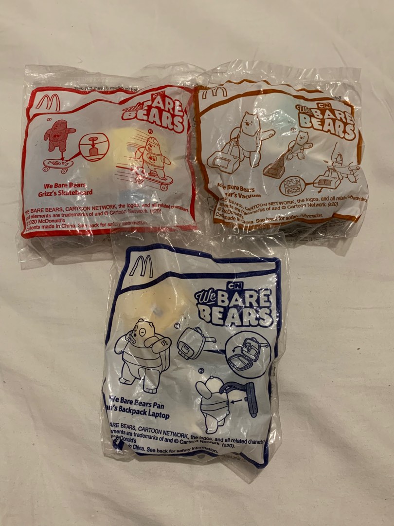 BNEW McDonald's Happy Meal set of 3 We Bare Bears toys, Hobbies & Toys