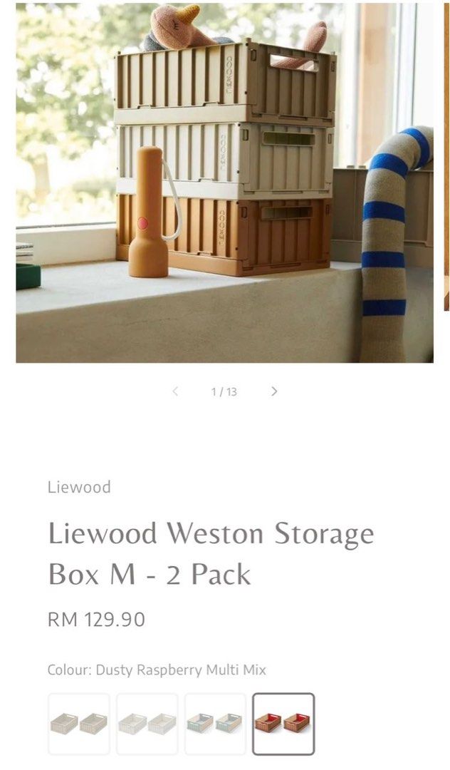 Boxes (Category: Shelves, Cabinets & Racks) located in Kuala Lumpur. Submitted by erjieyi (Listing ID 1263501586, Image 3). Description: Tackle the chaos with the Medium Weston Storage Box, ideal for any children’s room, bathroom or worktable. It’s incredibly versatile and acts as the perfect storage and organizer. • Material: 60% recycled polypropylene 40% new polypropylene • Stackable • Foldable • Cutout handles • Durable and long-lasting mater