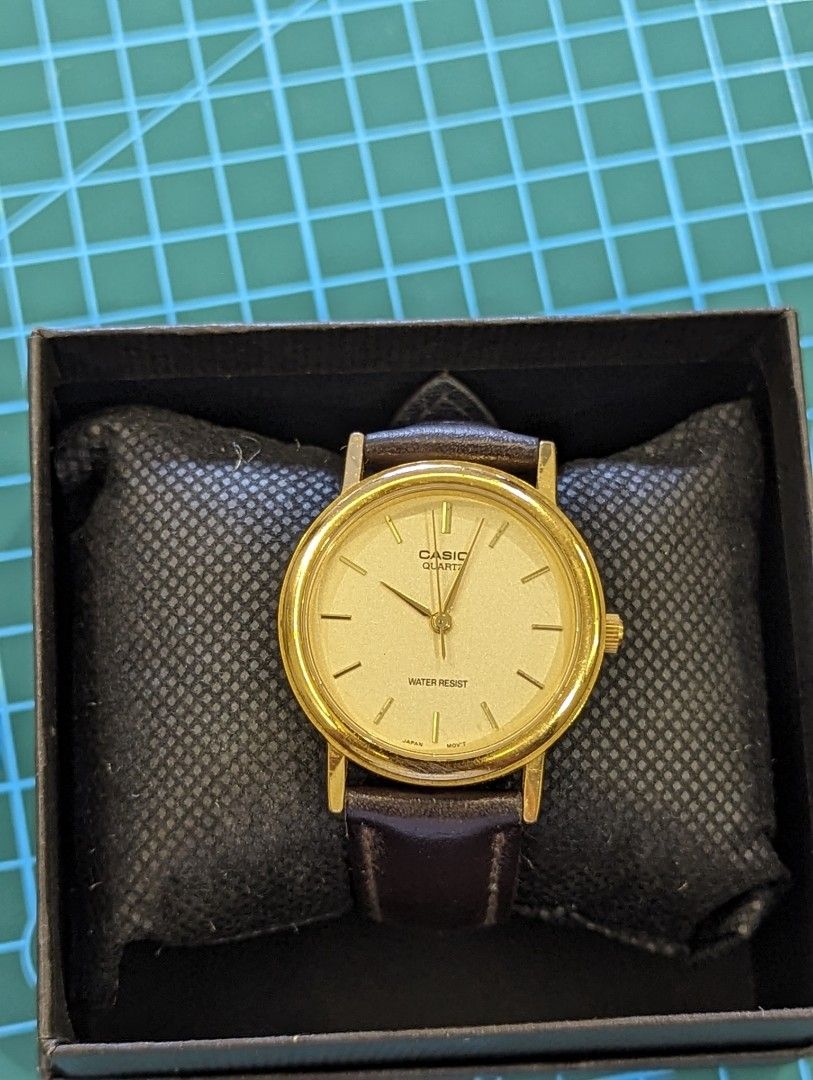 Casio Quartz MTP1095 100 Original Black Leather Strap