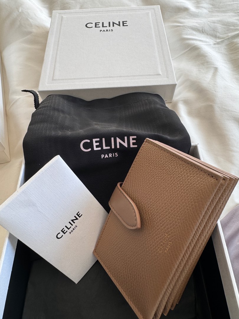 Celine accordion card holder wallet in taupe