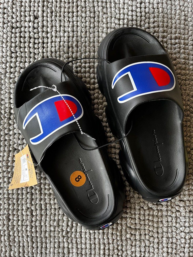 Champion slides black discount mens