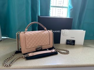 Chanel Trendy CC flap bag with top handle, lambskin, small, blue navy, gold  hardware, Luxury, Bags & Wallets on Carousell
