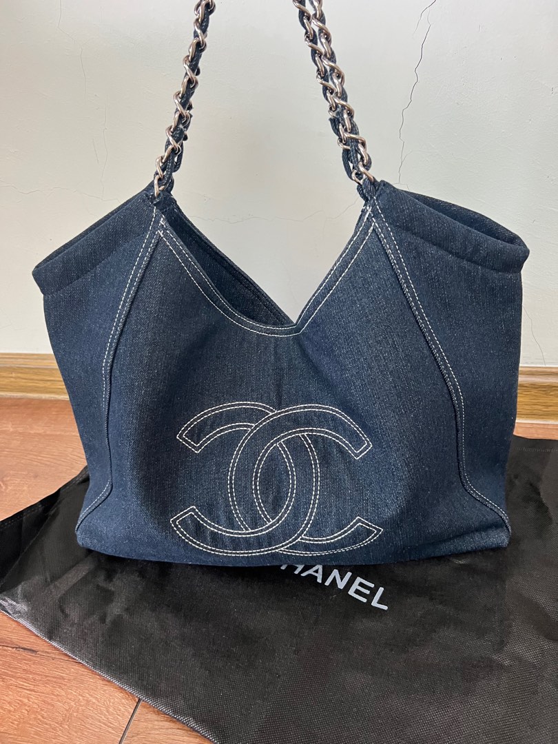 Chanel Denim Tote, Luxury, Bags & Wallets on Carousell