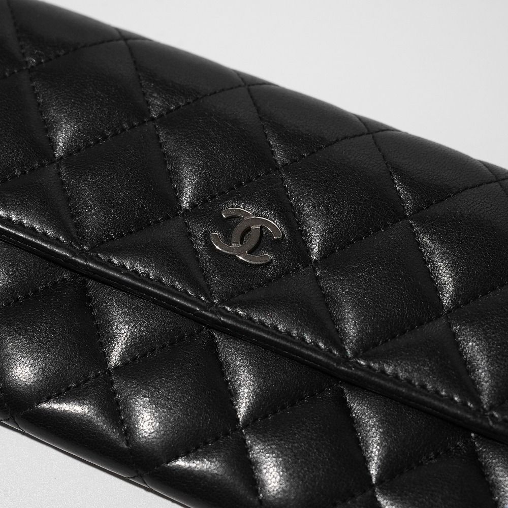 Chanel Classic Long Flap Wallet Perforated Lambskin Leather – l'Étoile de  Saint Honoré