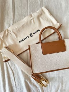 Charles & Keith Anwen Structured Tote Bag in Natural