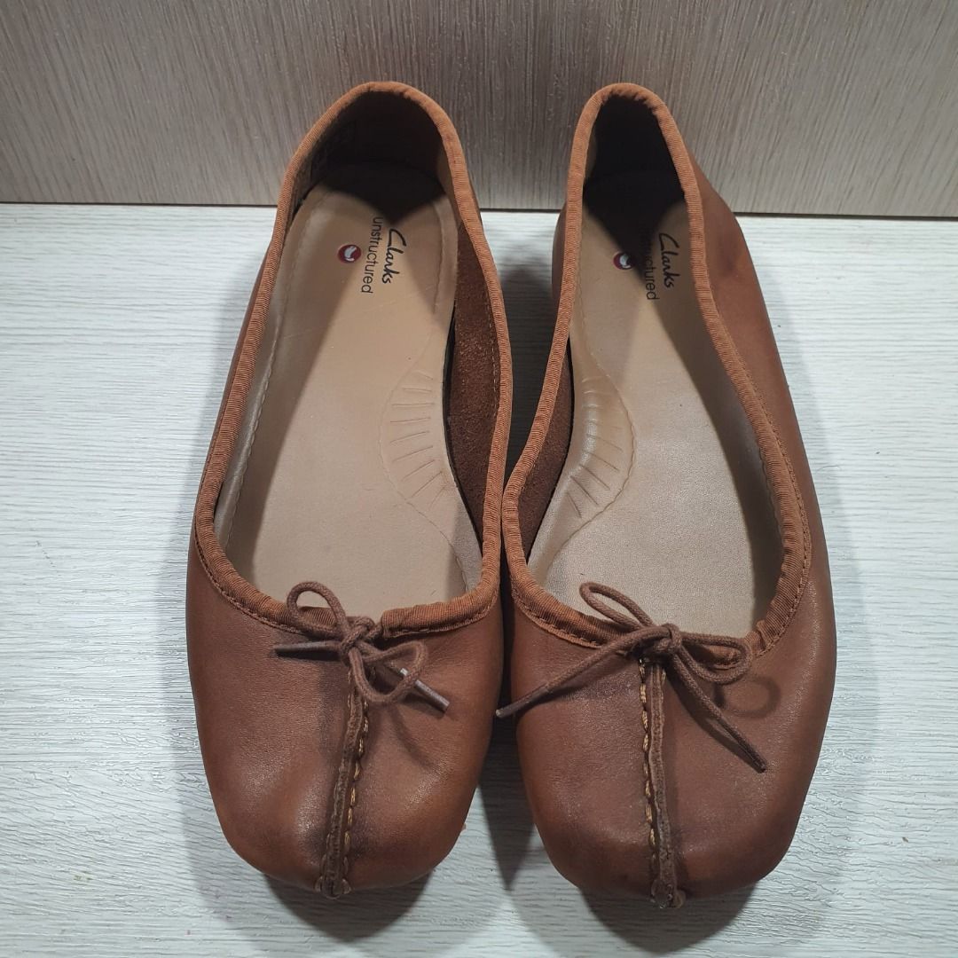 CLARKS size 39 Unstructured FRECKLE ICE DARK TAN LEA
