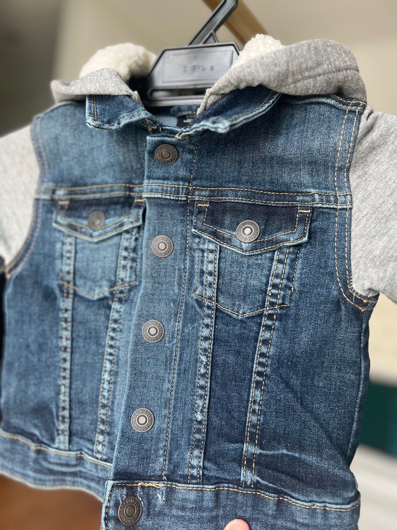 Blank NYC Women's Denim Jacket Hoodie Sweatshirt With Leather Sleeves Size  XS | eBay