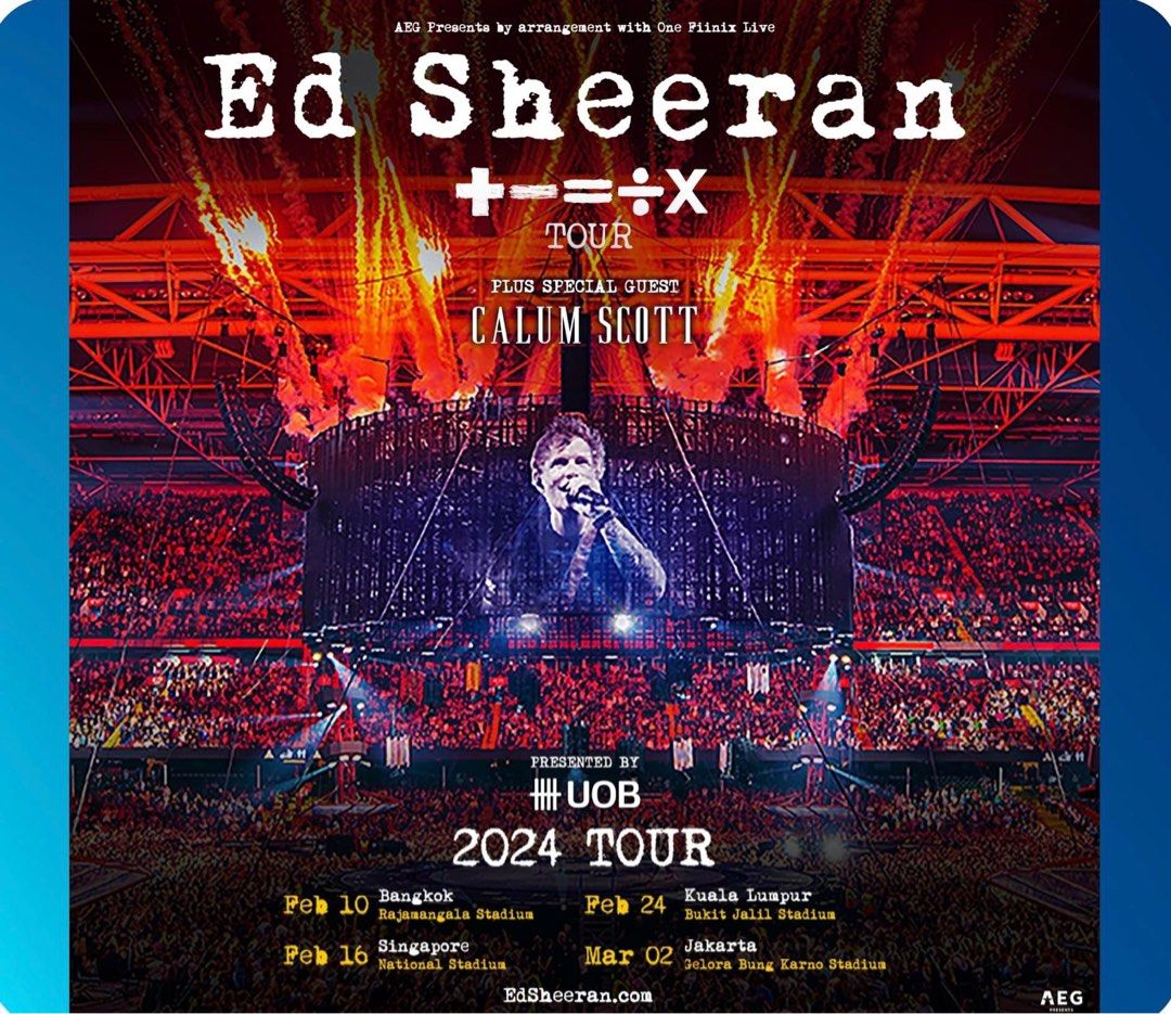 Ed Sheeran 2024 Tour, Tickets & Vouchers, Event Tickets on Carousell