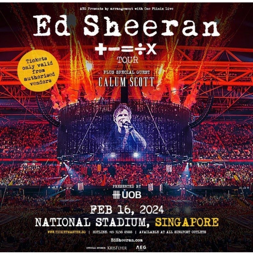 Ed Sheeran Feb 2024 singapore concert CAT 5 (2tickets), Tickets