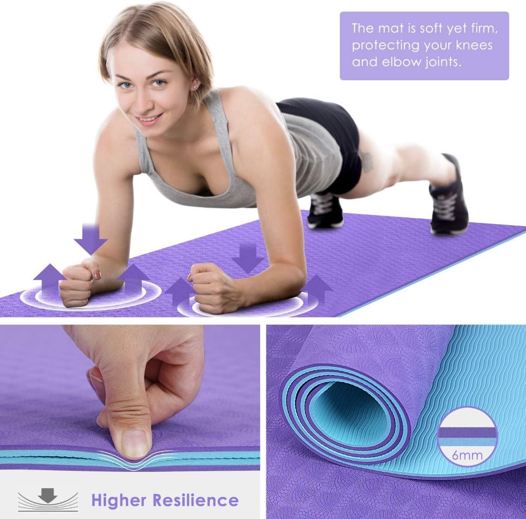 Pilates Mat Non-Slip Yoga Mat Exercise Mat with Shoulder Strap for