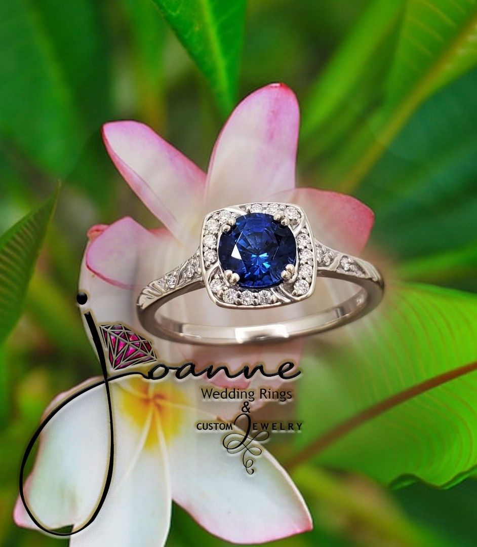 Blue Diamond Rings | 2 Carat Perfect Halo Blue Diamond Engagement Ring In  14K White Gold | SuperJeweler.com