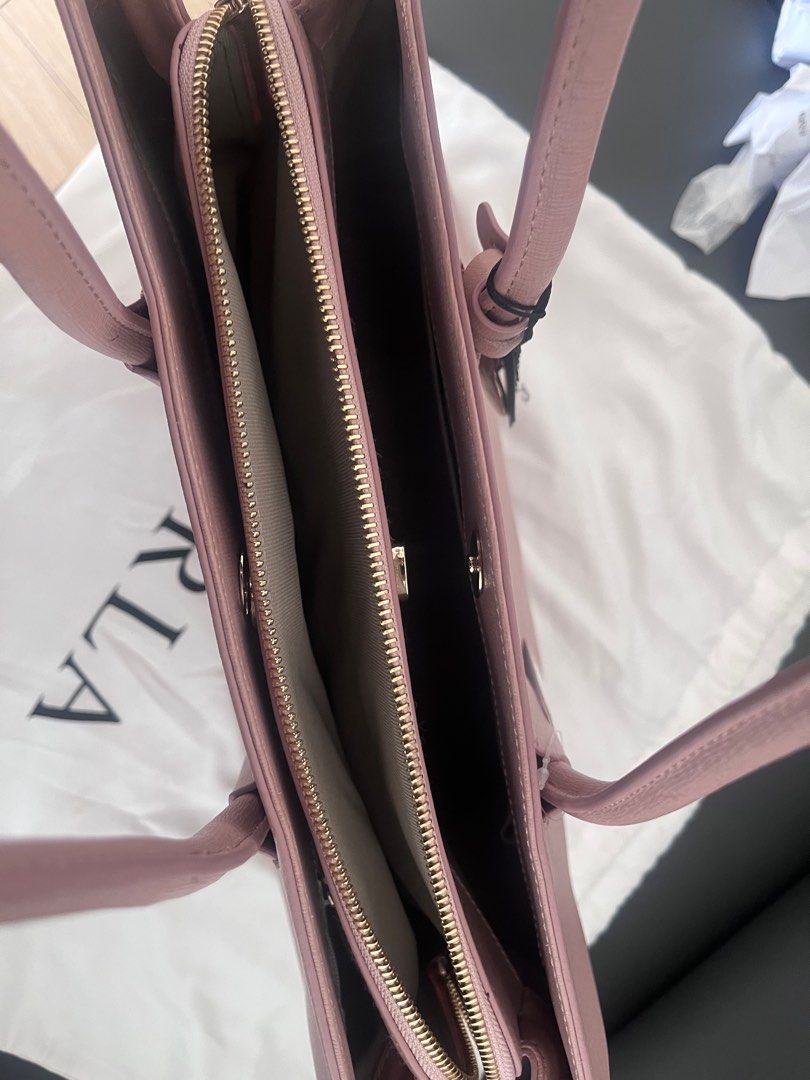 FURLA MINERVA MOONSTONE LEATHER TOTE