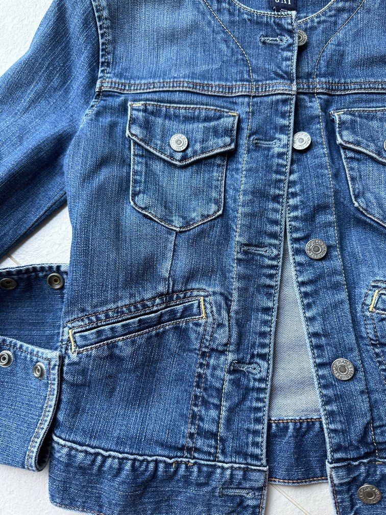 Gap collarless cheap denim jacket
