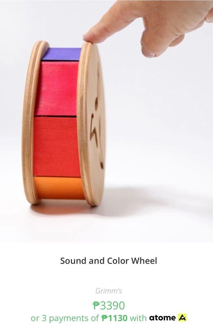 Grimms color and sound wheel (Category: Infant Playtime) located in Manila. Submitted by theeditmarket (Listing ID 1263419636, Image 1). Description: .