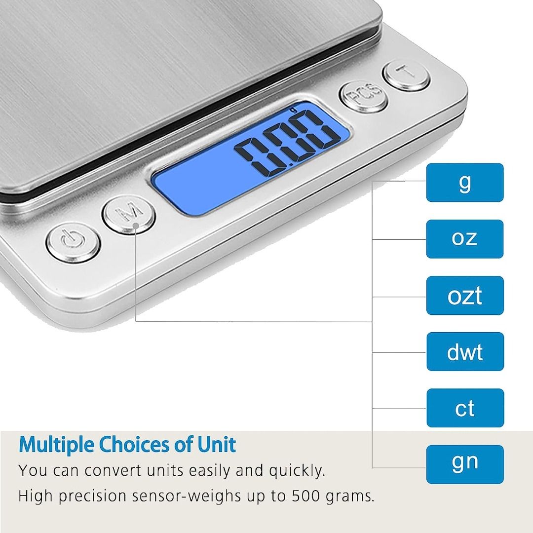 Smart Weigh Digital Pro Pocket Scale with Back-Lit LCD Display, Tare, Hold  and PCS Features, 2000 x 0.1g : : Office Products