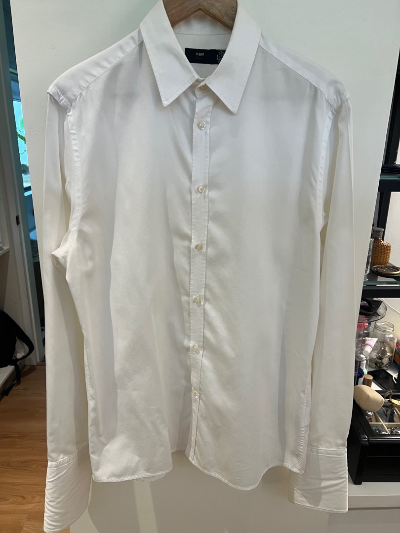 H&m mens white dress shirt discount