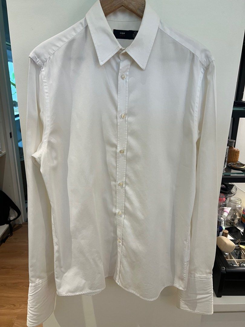 H and m white dress best sale shirt