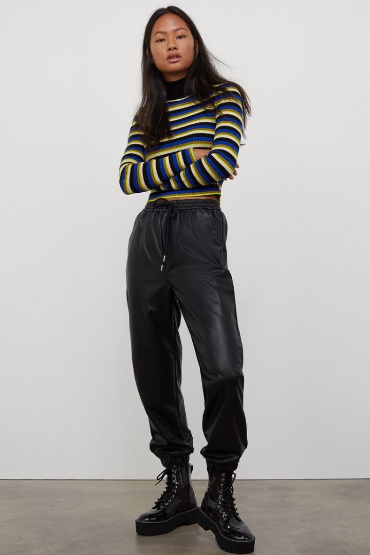Zara faux sales leather jogging pants