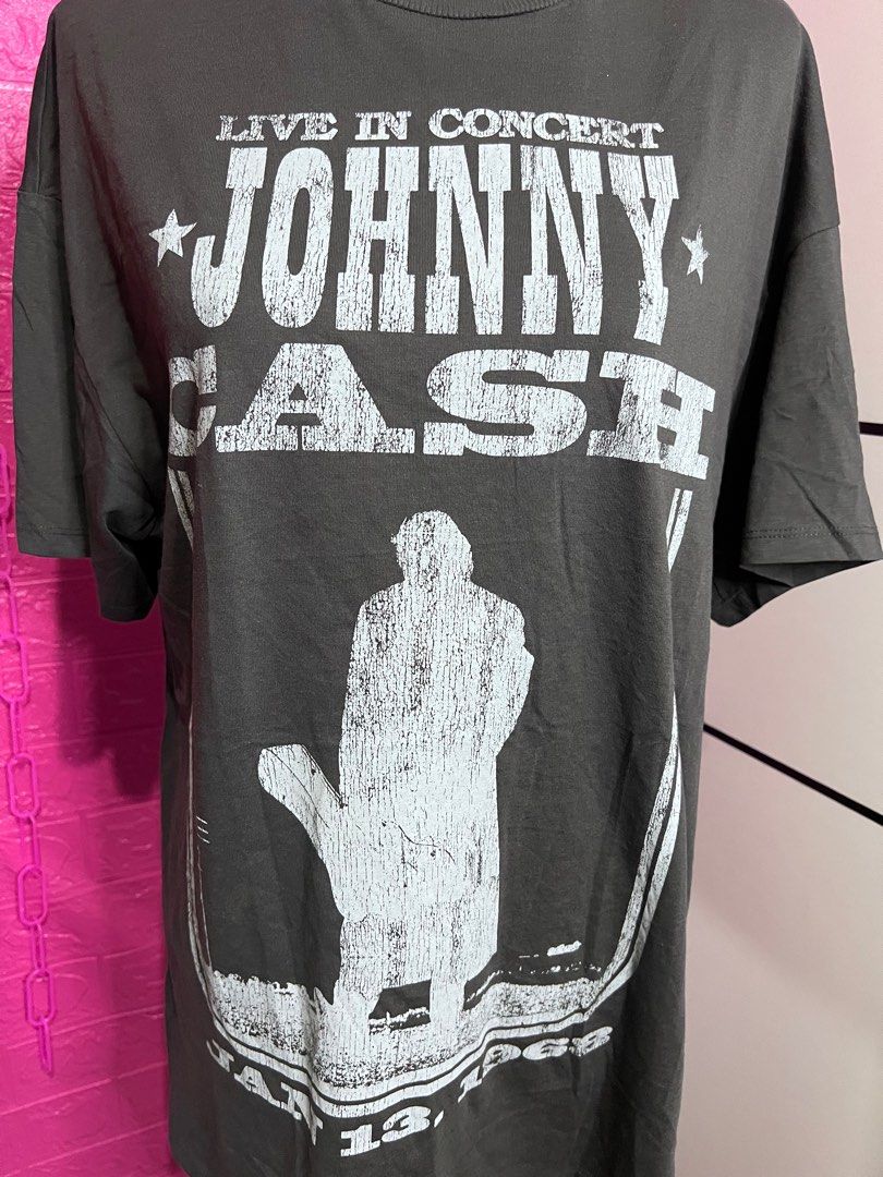 H M Johnny Cash XS Oversized Shirt Men s Fashion Tops Sets