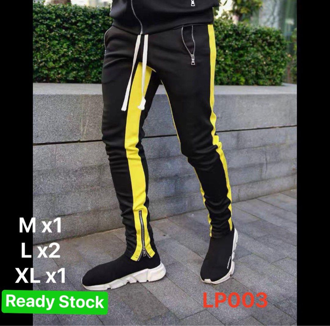 Black and yellow online joggers mens